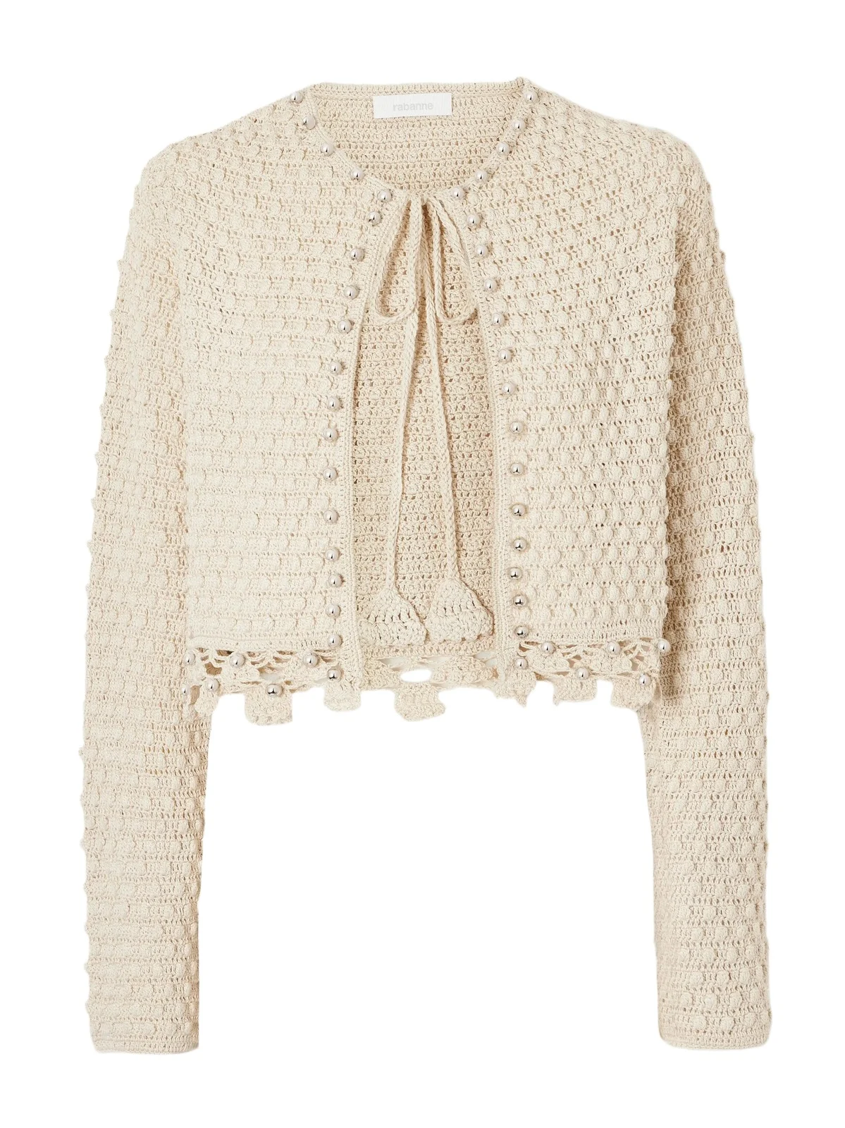 Embellished Crochet-knit Cotton Cardigan