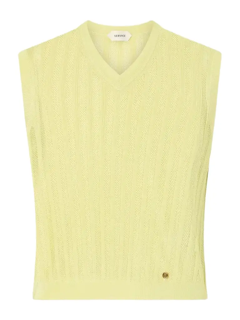 Versace Medusa-embellished Ribbed Mesh Vest | Image 1 Versace Medusa-embellished Ribbed Mesh Vest | Image 1