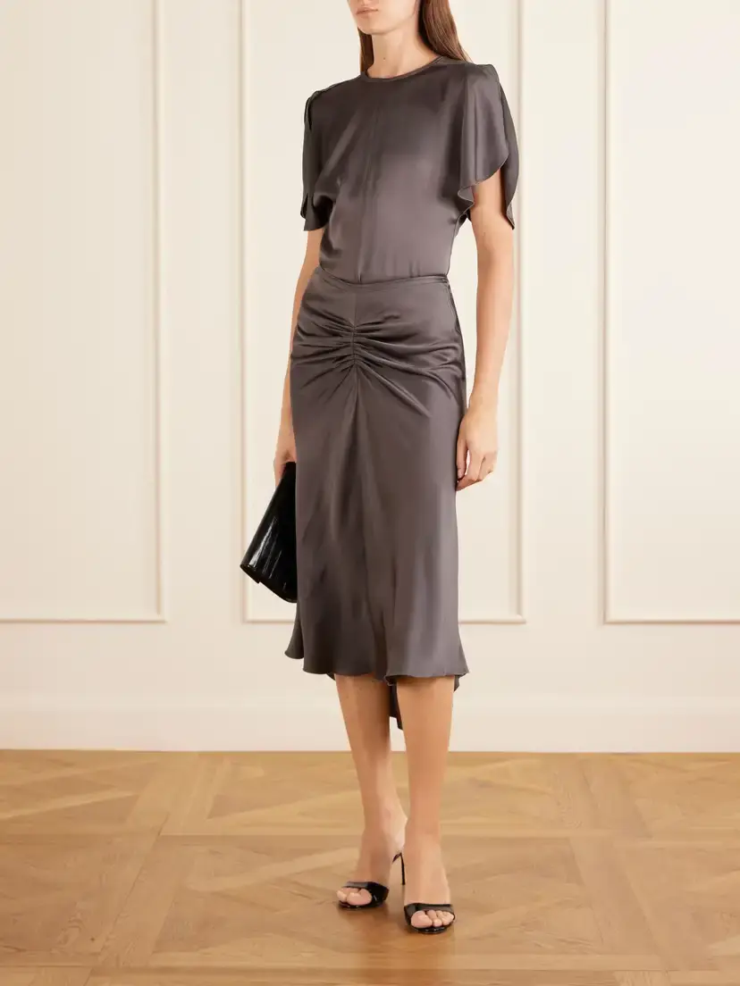 Victoria Beckham Bela Draped Satin Blouse | Thumbnail 2 Victoria Beckham Bela Draped Satin Blouse | Thumbnail 2