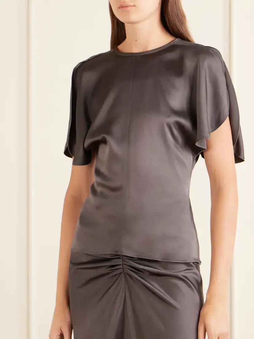 Victoria Beckham Bela Draped Satin Blouse | Thumbnail 3 Victoria Beckham Bela Draped Satin Blouse | Thumbnail 3