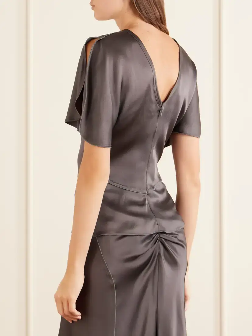 Victoria Beckham Bela Draped Satin Blouse | Thumbnail 4 Victoria Beckham Bela Draped Satin Blouse | Thumbnail 4