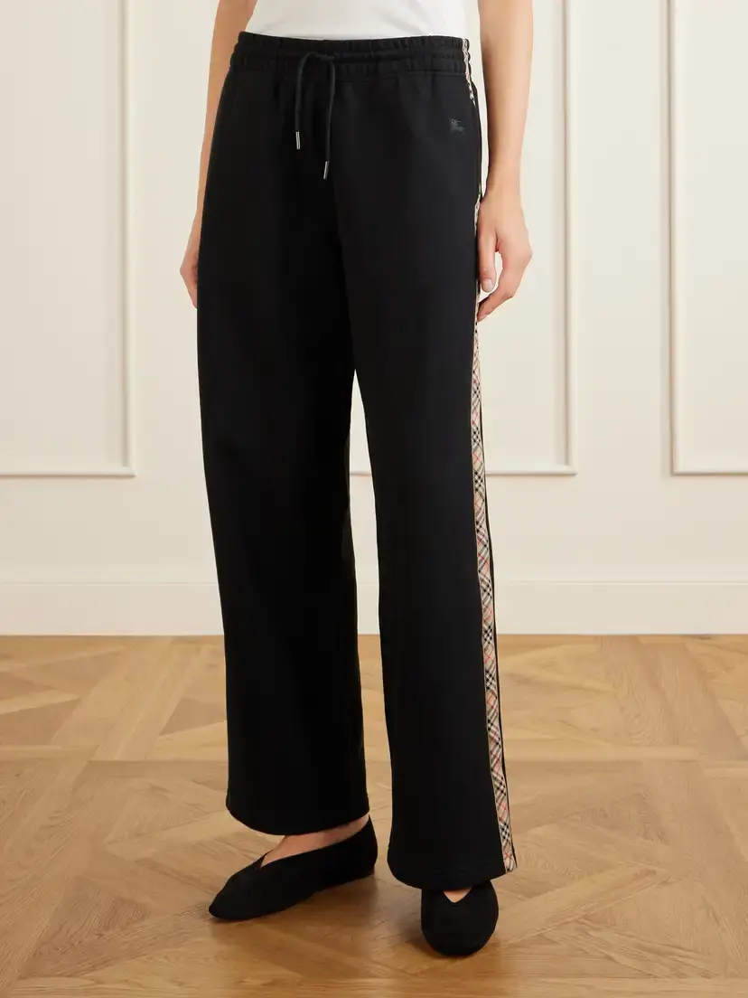 Burberry Jodie Checked Cotton-jersey Straight-leg Track Pants | Thumbnail 3