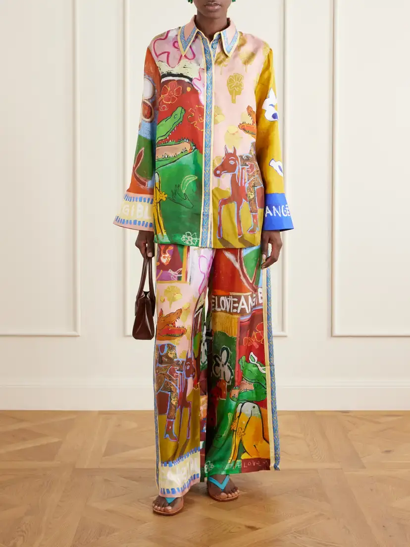 ALÉMAIS Mlak Printed Silk-twill Wide-leg Pants | Thumbnail 2 ALÉMAIS Mlak Printed Silk-twill Wide-leg Pants | Thumbnail 2