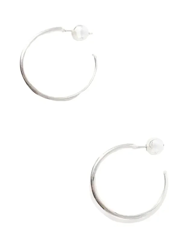 Large Wave Sterling Silver Hoop Earrings