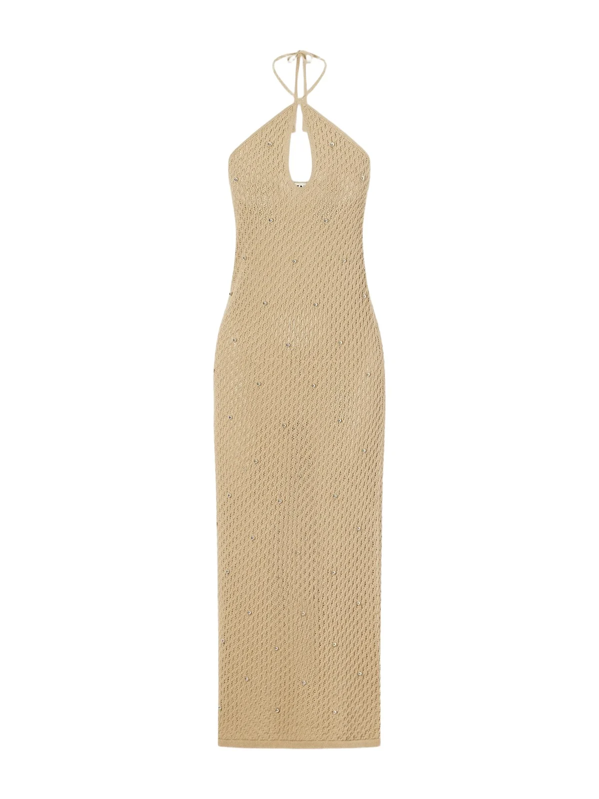 Isola Embellished Crochet-knit Cotton Halterneck Maxi Dress