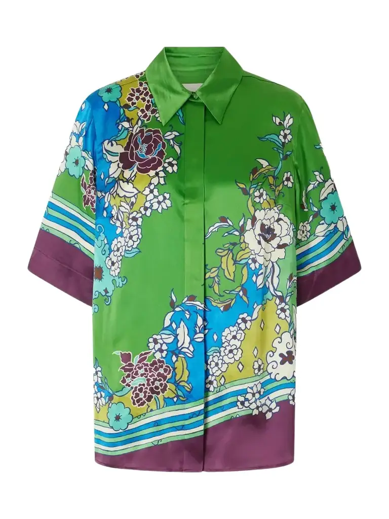ALÉMAIS Nanci Printed Silk-satin Shirt | Image 1 ALÉMAIS Nanci Printed Silk-satin Shirt | Image 1