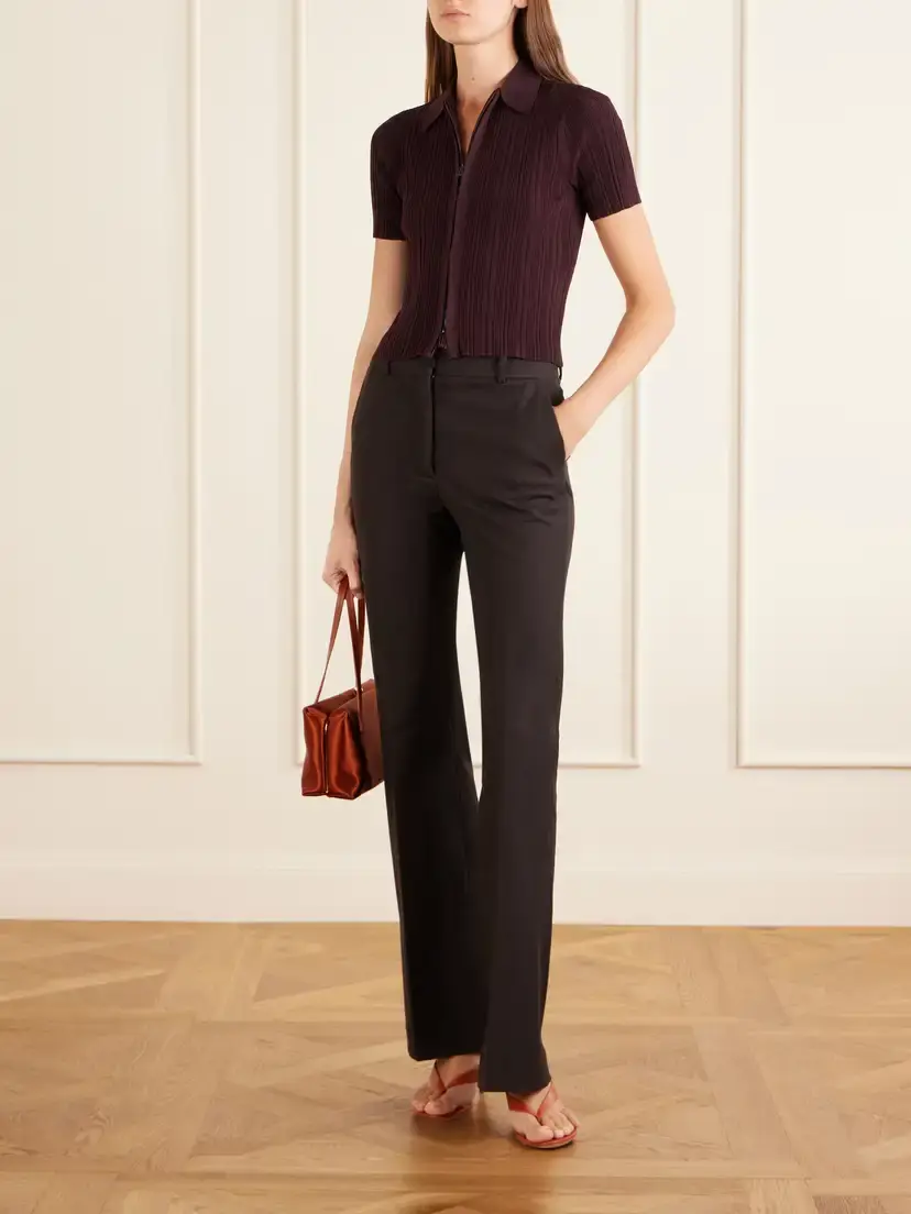 Victoria Beckham Ribbed Polo Top | Thumbnail 2 Victoria Beckham Ribbed Polo Top | Thumbnail 2