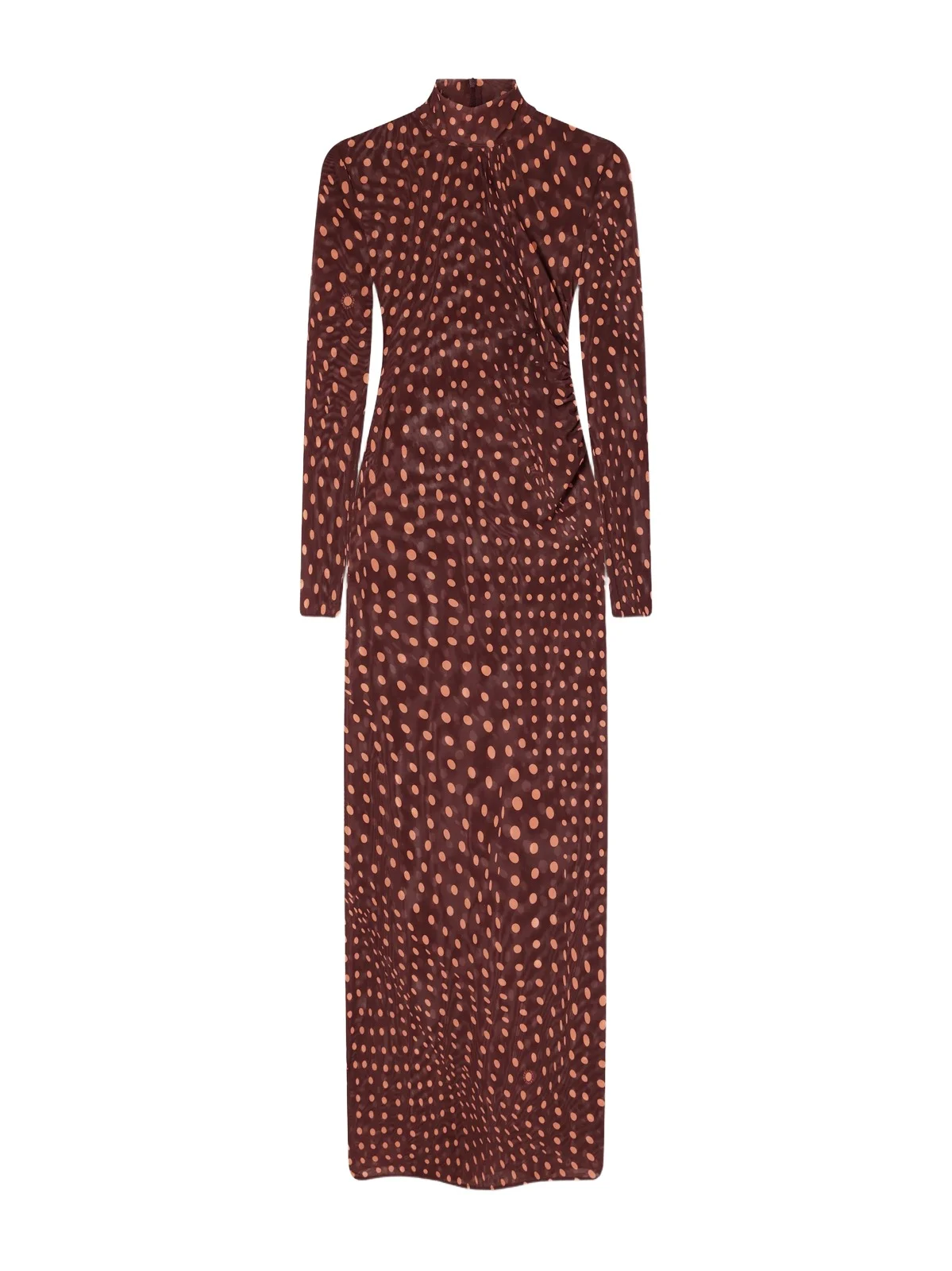 Ruched Polka-dot Mesh Midi Dress Ruched Polka-dot Mesh Midi Dress