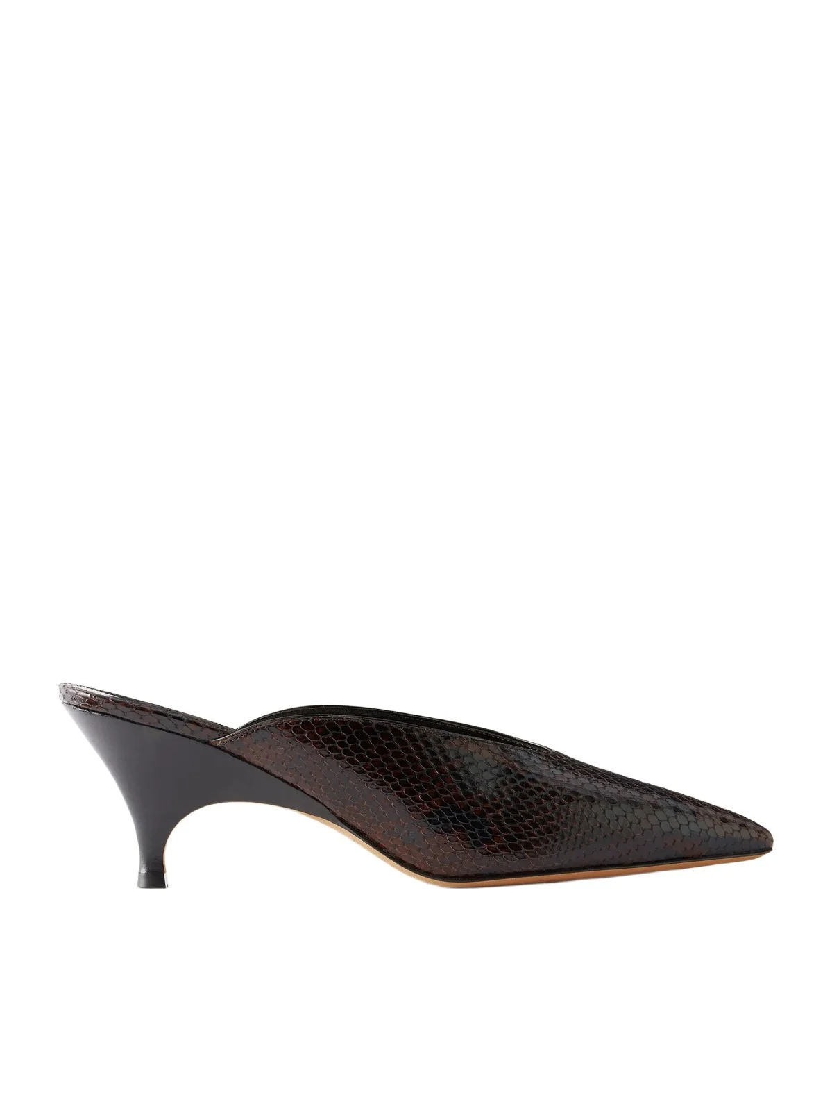 Petra 70 Snake-effect Leather Mules