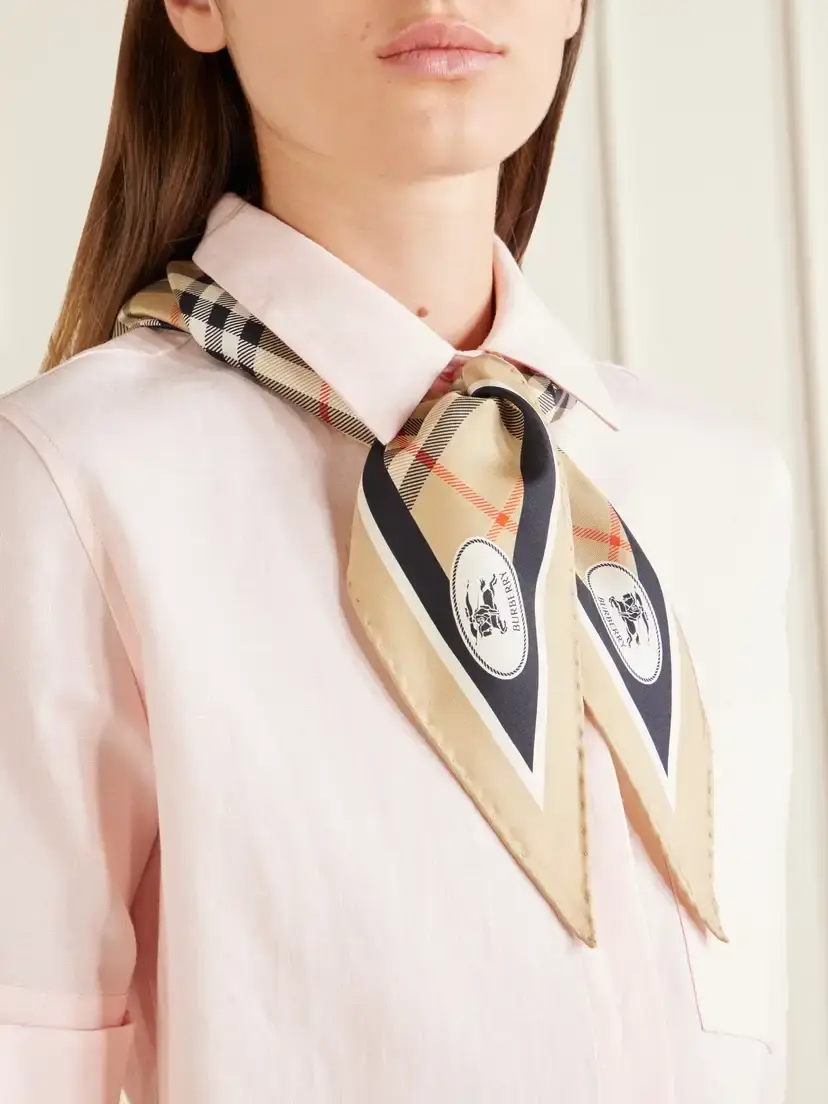 Burberry Checked Silk-twill Scarf | Thumbnail 2 Burberry Checked Silk-twill Scarf | Thumbnail 2