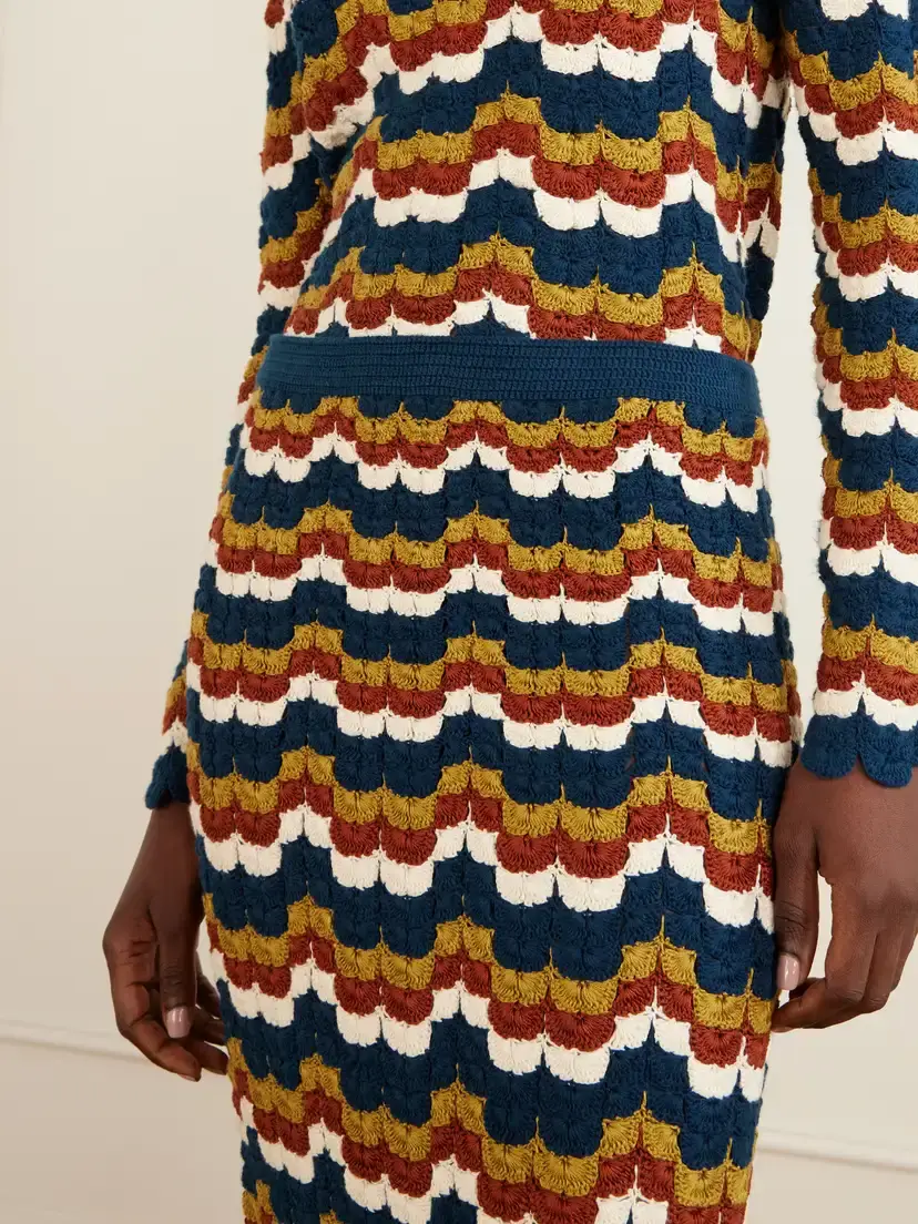 ESCVDO Lucero Striped Crocheted Cotton Midi Skirt | Thumbnail 5 ESCVDO Lucero Striped Crocheted Cotton Midi Skirt | Thumbnail 5