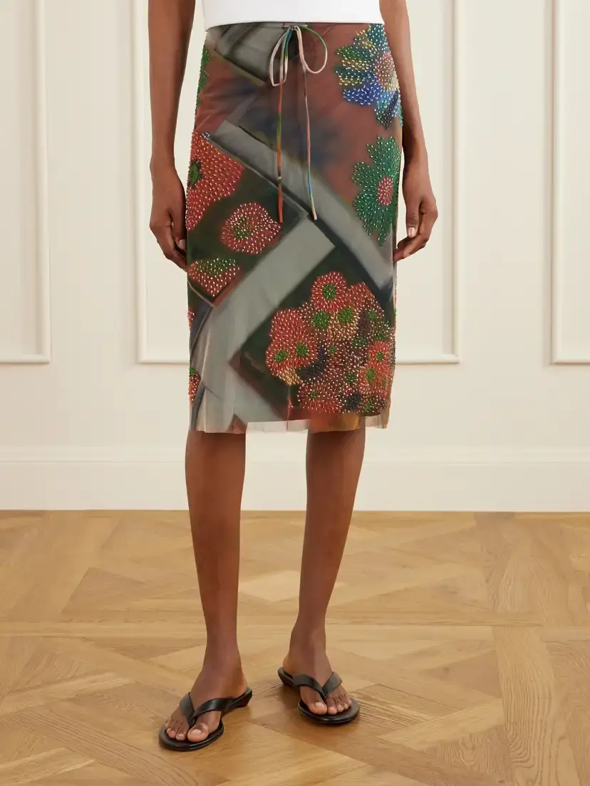 Staud Lucia Bead-embellished Printed Tulle Midi Skirt | Thumbnail 3 Staud Lucia Bead-embellished Printed Tulle Midi Skirt | Thumbnail 3