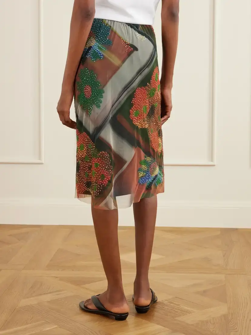 Staud Lucia Bead-embellished Printed Tulle Midi Skirt | Thumbnail 4 Staud Lucia Bead-embellished Printed Tulle Midi Skirt | Thumbnail 4