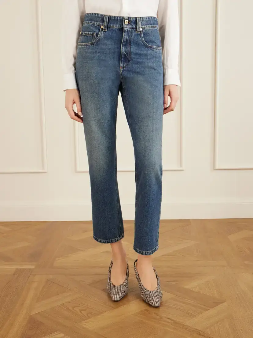 Brunello Cucinelli Cropped Bead-embellished Straight-leg Jeans | Thumbnail 3 Brunello Cucinelli Cropped Bead-embellished Straight-leg Jeans | Thumbnail 3