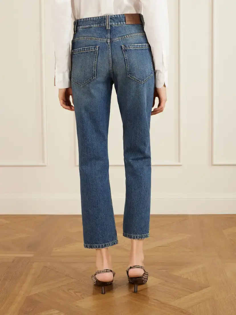 Brunello Cucinelli Cropped Bead-embellished Straight-leg Jeans | Thumbnail 4 Brunello Cucinelli Cropped Bead-embellished Straight-leg Jeans | Thumbnail 4