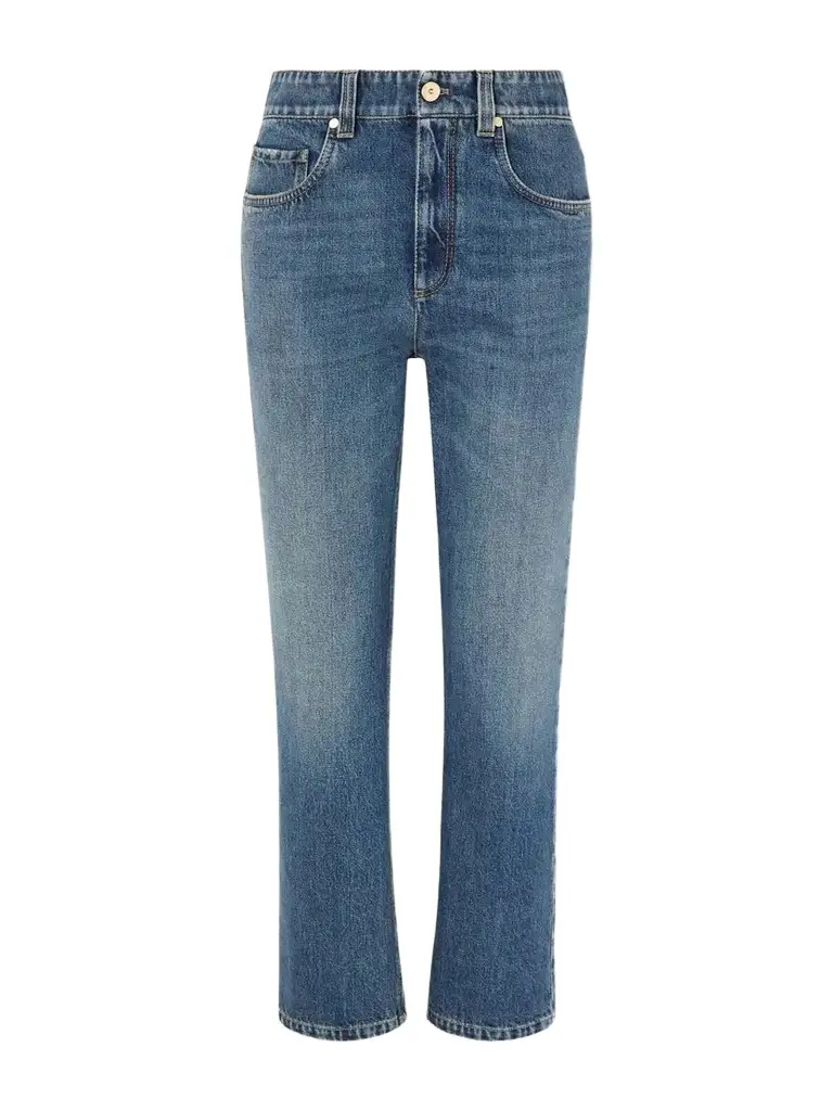 Brunello Cucinelli Cropped Bead-embellished Straight-leg Jeans | Image 1 Brunello Cucinelli Cropped Bead-embellished Straight-leg Jeans | Image 1