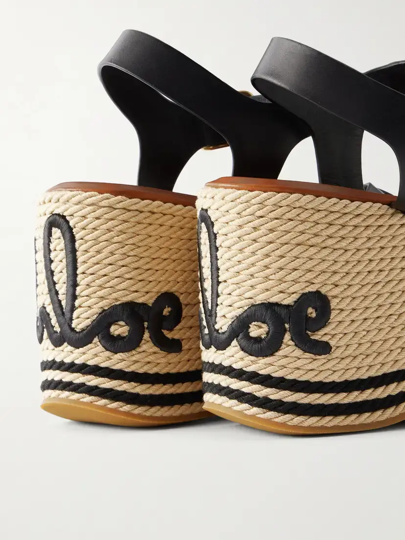Chloé Logo-embroidered Leather Platform Sandals | Thumbnail 5 Chloé Logo-embroidered Leather Platform Sandals | Thumbnail 5