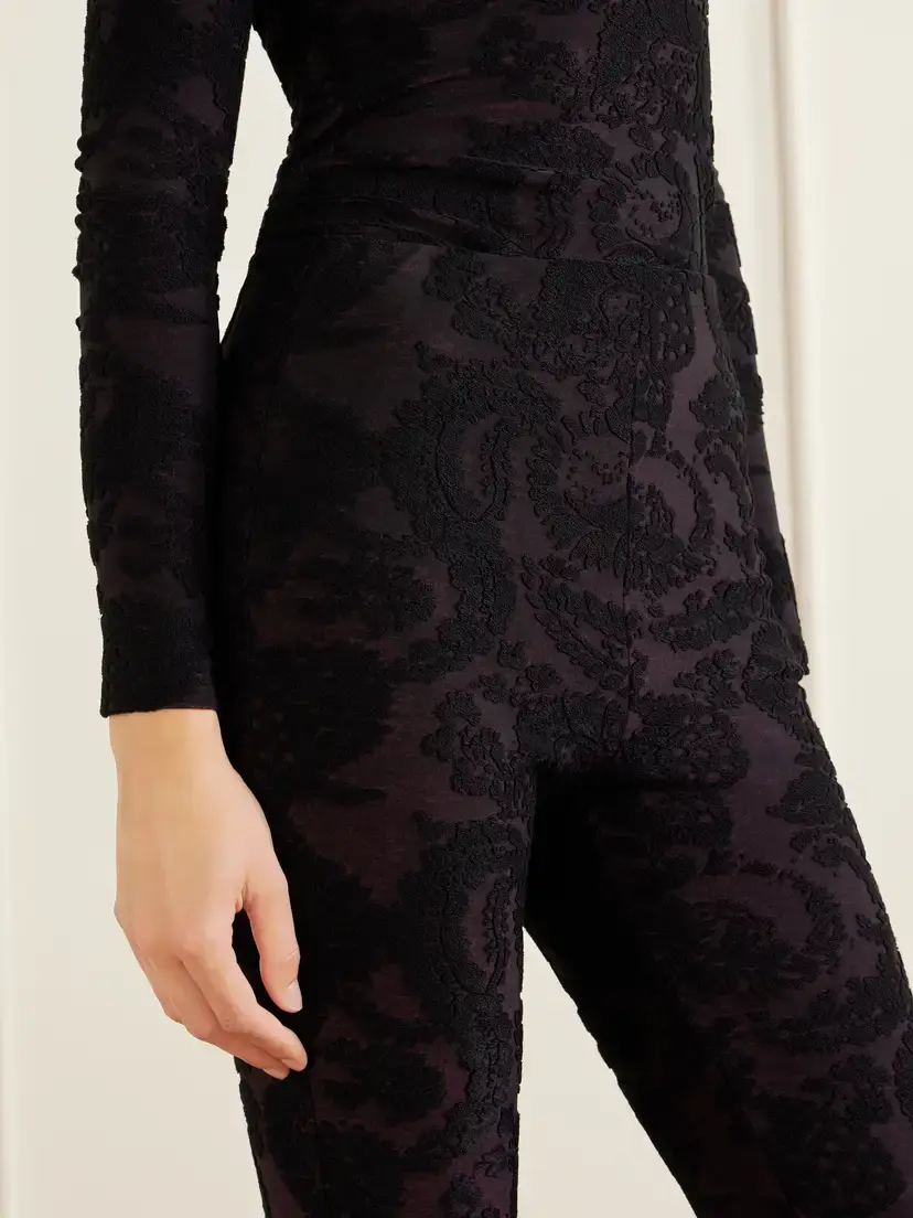 Etro Paisley-jacquard Chenille-trimmed Jersey Flared Pants | Thumbnail 5