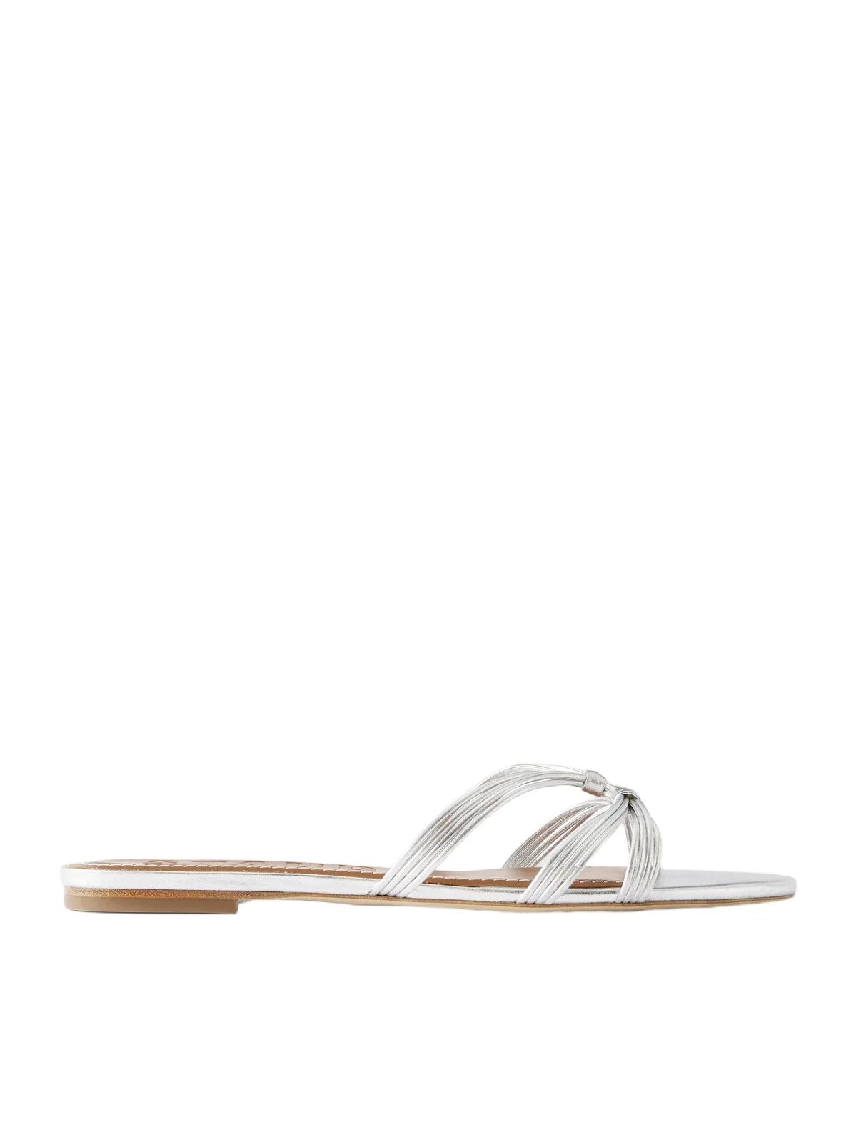 Staud Carrie 5 Knotted Metallic-leather Sandals