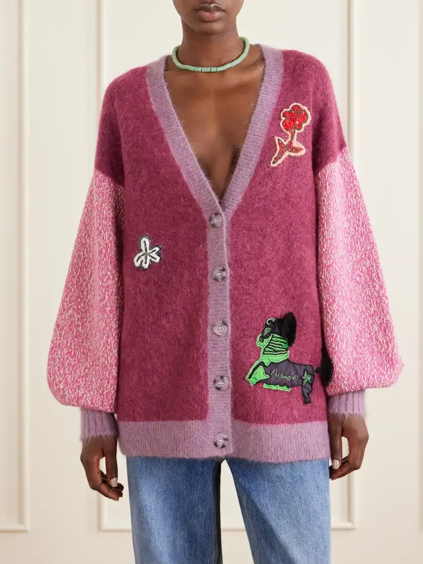 ALÉMAIS Mlak Bead-embellished Mohair, Alpaca And Wool-blend Cardigan - Pink | Thumbnail 3 ALÉMAIS Mlak Bead-embellished Mohair, Alpaca And Wool-blend Cardigan - Pink | Thumbnail 3