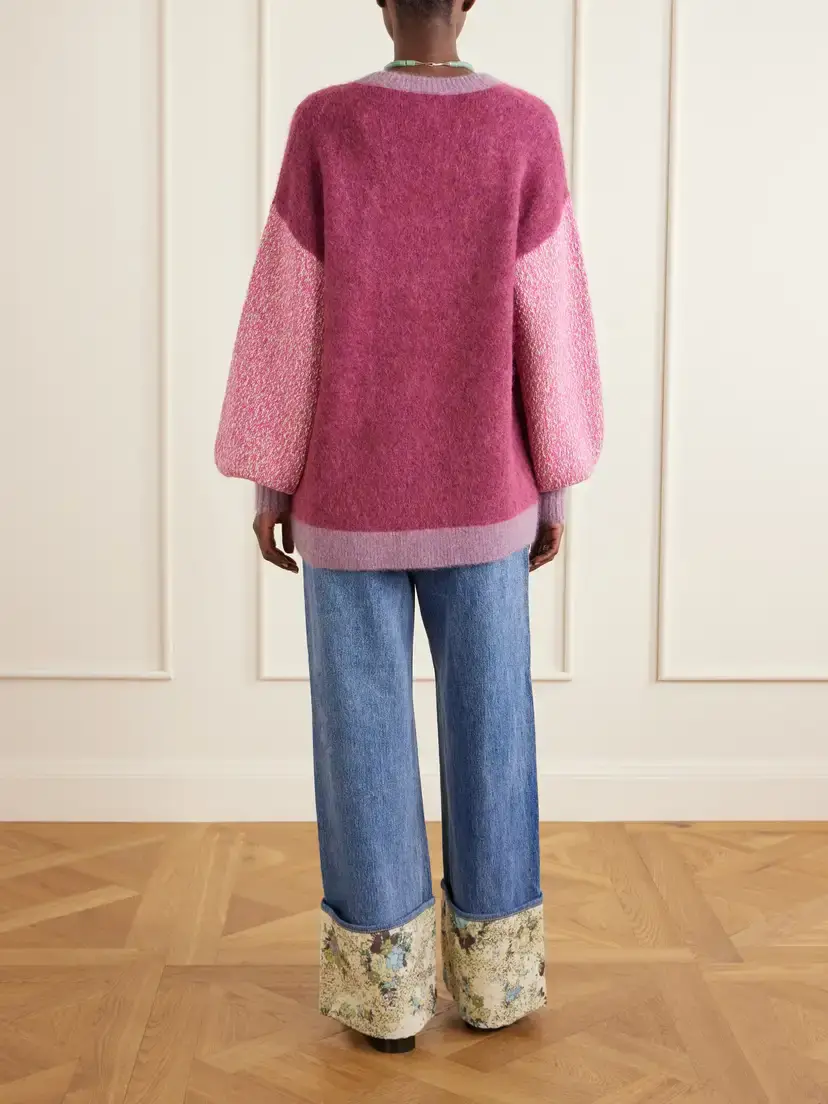 ALÉMAIS Mlak Bead-embellished Mohair, Alpaca And Wool-blend Cardigan - Pink | Thumbnail 4 ALÉMAIS Mlak Bead-embellished Mohair, Alpaca And Wool-blend Cardigan - Pink | Thumbnail 4