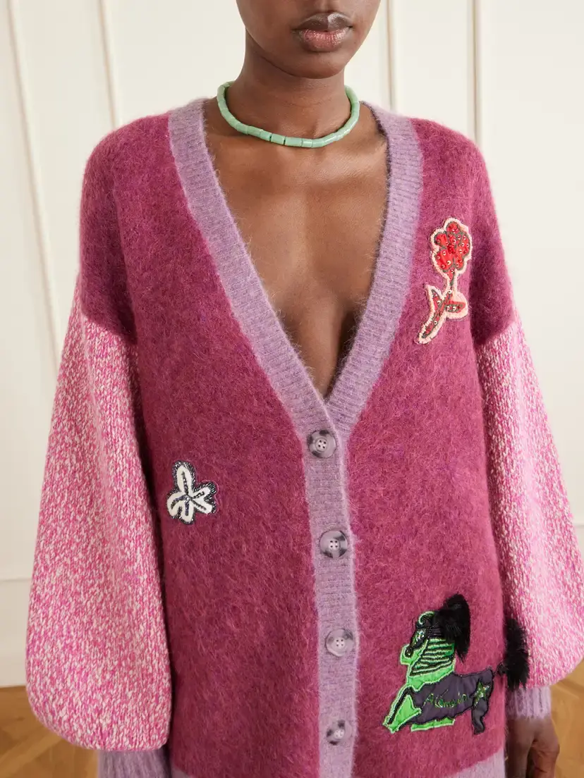 ALÉMAIS Mlak Bead-embellished Mohair, Alpaca And Wool-blend Cardigan - Pink | Thumbnail 5 ALÉMAIS Mlak Bead-embellished Mohair, Alpaca And Wool-blend Cardigan - Pink | Thumbnail 5
