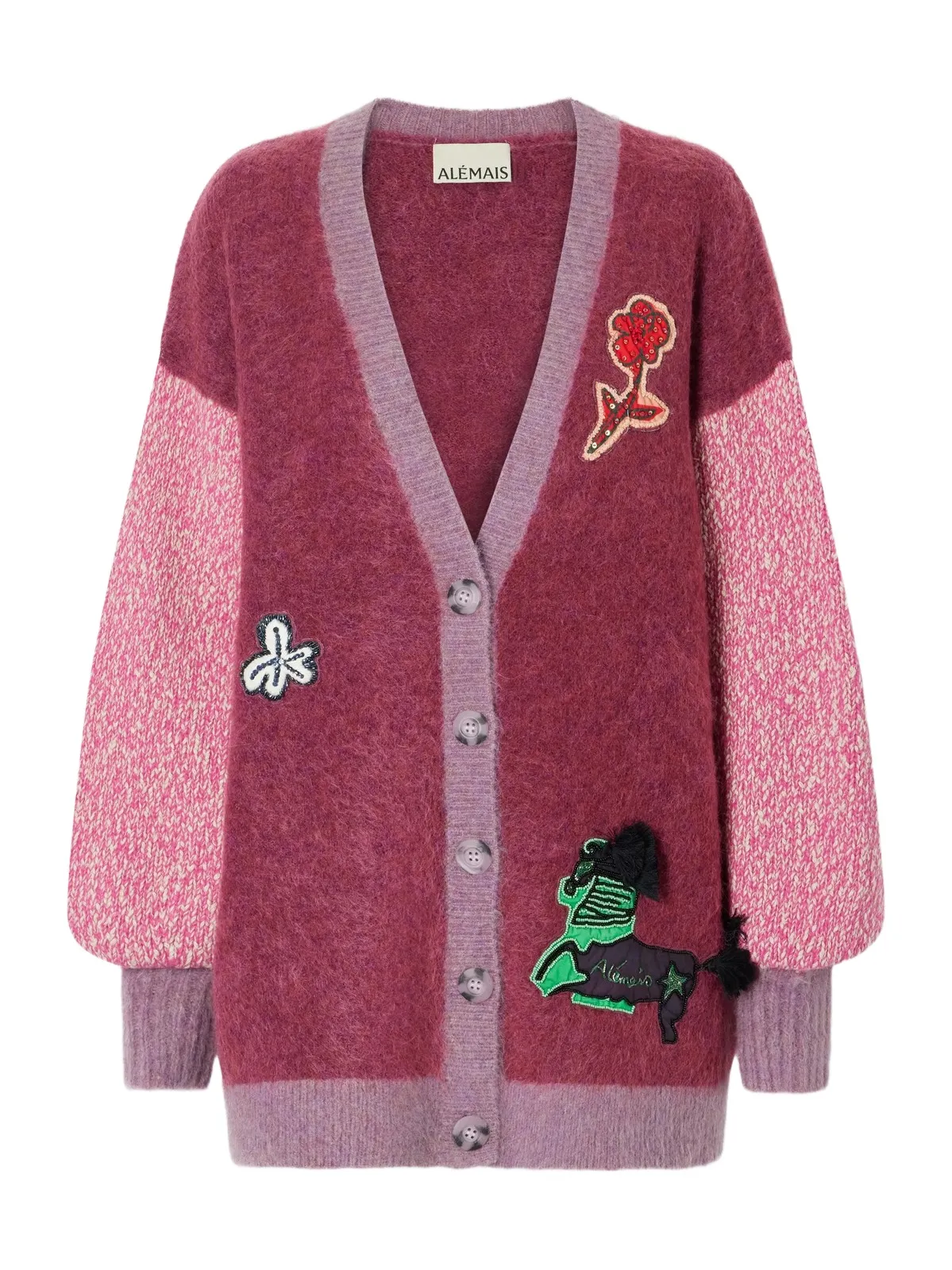 Mlak Bead-embellished Mohair, Alpaca And Wool-blend Cardigan - Pink Mlak Bead-embellished Mohair, Alpaca And Wool-blend Cardigan - Pink
