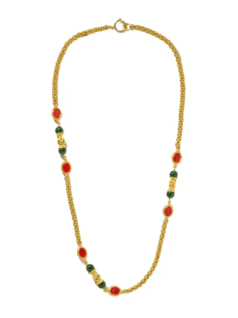 Susan Caplan Vintage + Chanel Vintage 1980 Gold-plated Gripoix Crystal Necklace