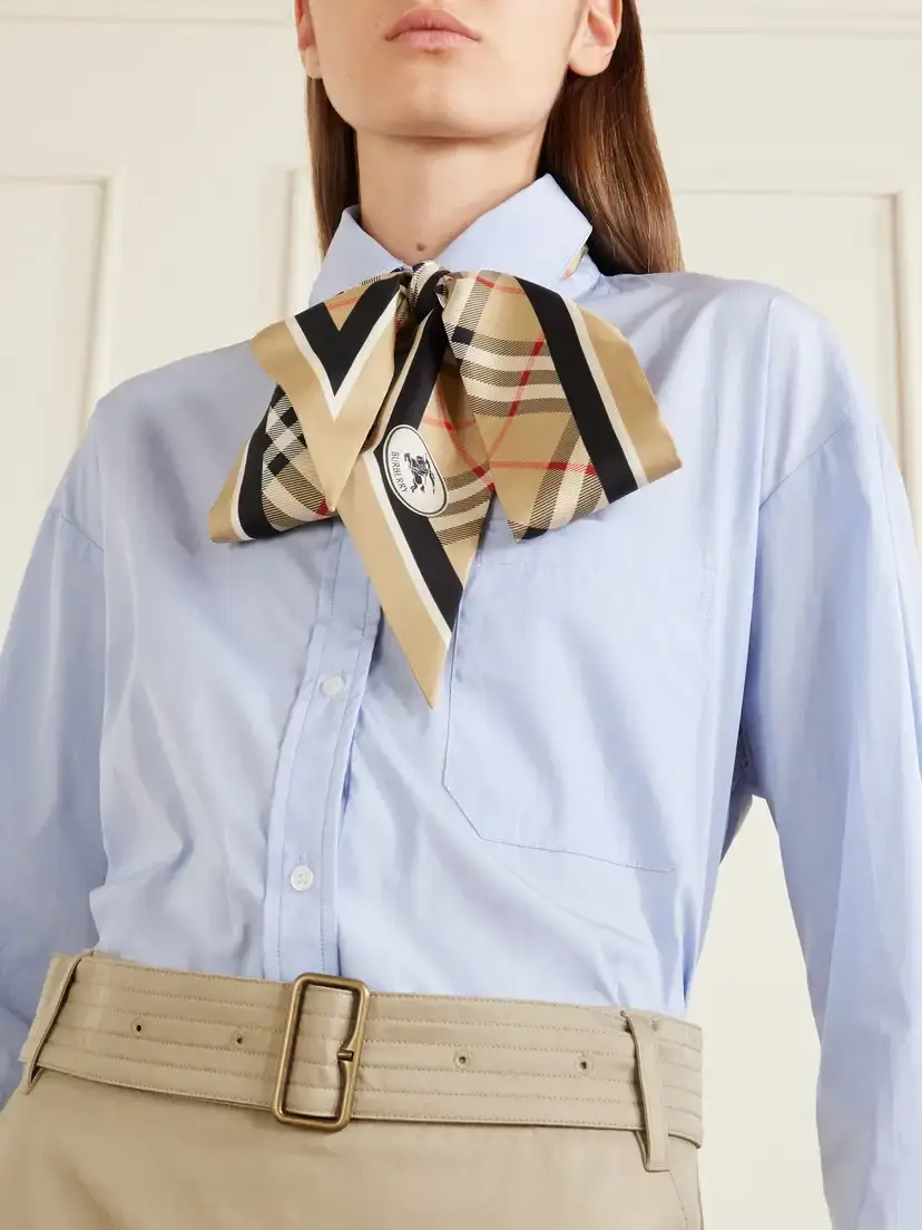 Burberry Checked Silk-twill Scarf | Thumbnail 2 Burberry Checked Silk-twill Scarf | Thumbnail 2