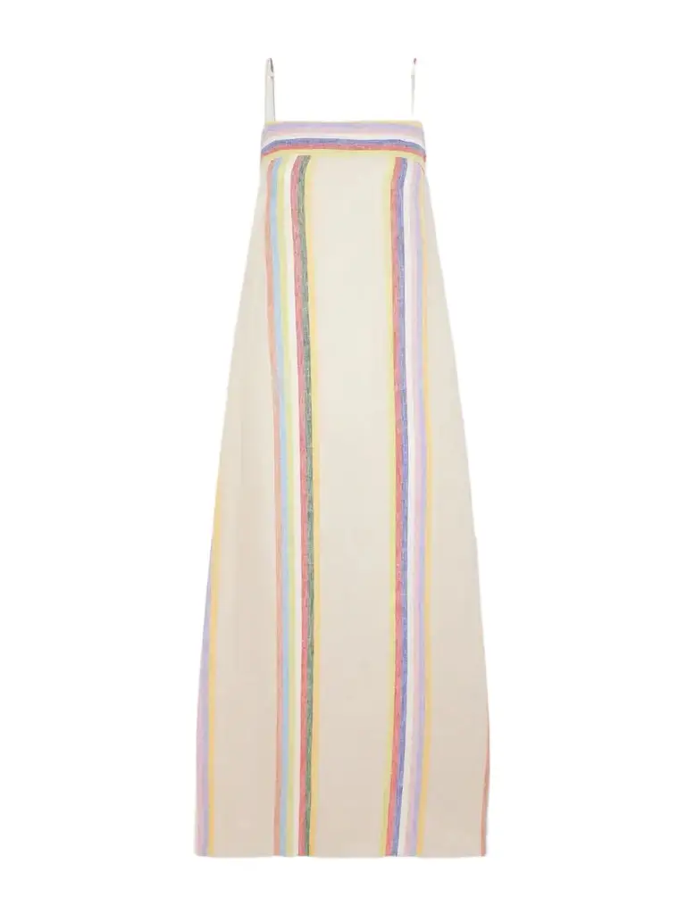 Staud Laura Striped Linen Maxi Dress | Image 1 Staud Laura Striped Linen Maxi Dress | Image 1