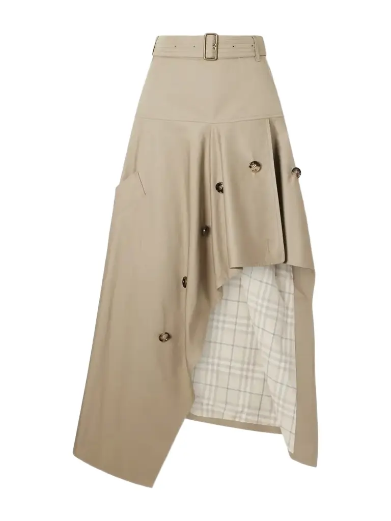 Burberry Heather Belted Asymmetric Cotton-gabardine Midi Skirt | Image 1 Burberry Heather Belted Asymmetric Cotton-gabardine Midi Skirt | Image 1