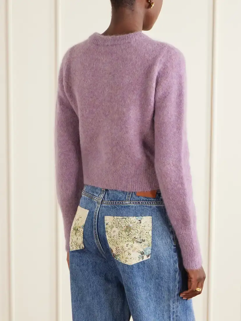 ALÉMAIS Reggie Sequin-embellished Mohair, Alpaca And Wool-blend Cardigan - Purple | Thumbnail 4 ALÉMAIS Reggie Sequin-embellished Mohair, Alpaca And Wool-blend Cardigan - Purple | Thumbnail 4