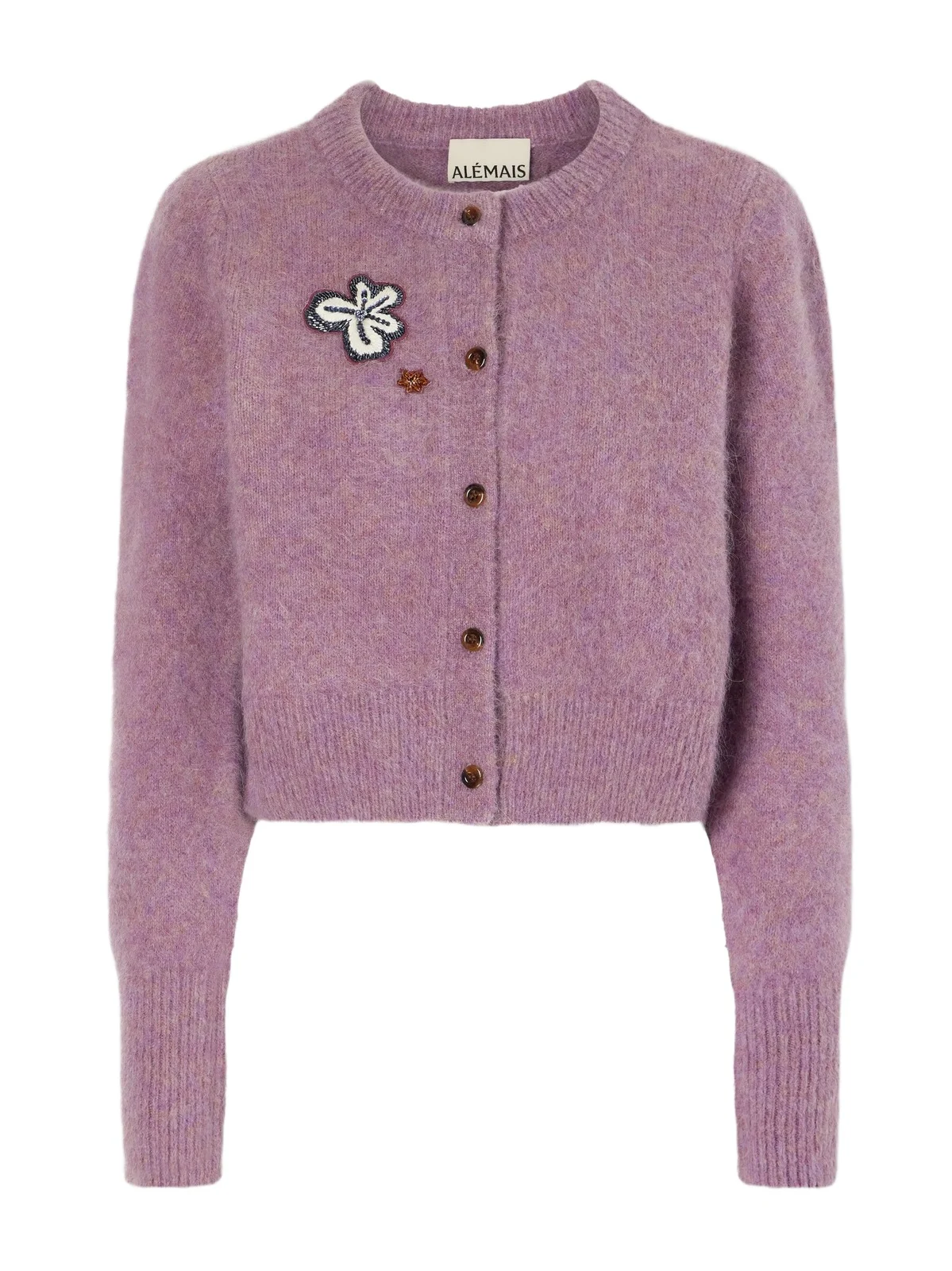 ALÉMAIS Reggie Sequin-embellished Mohair, Alpaca And Wool-blend Cardigan - Purple
