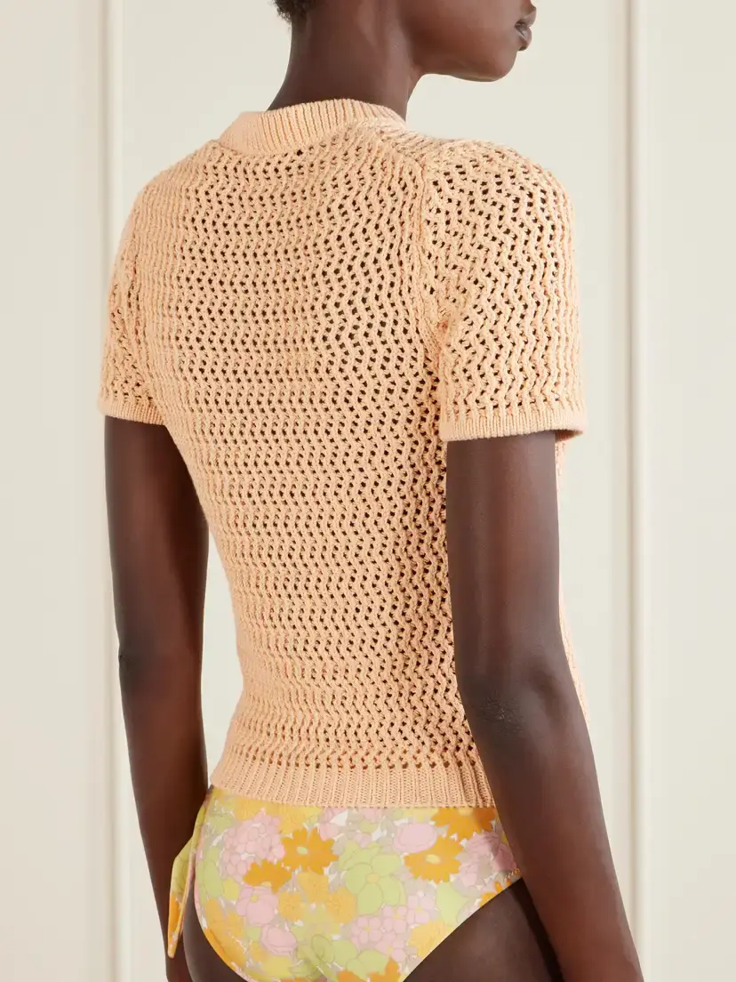 Chloé Logo-embroidered Crocheted Cotton T-shirt | Thumbnail 3 Chloé Logo-embroidered Crocheted Cotton T-shirt | Thumbnail 3