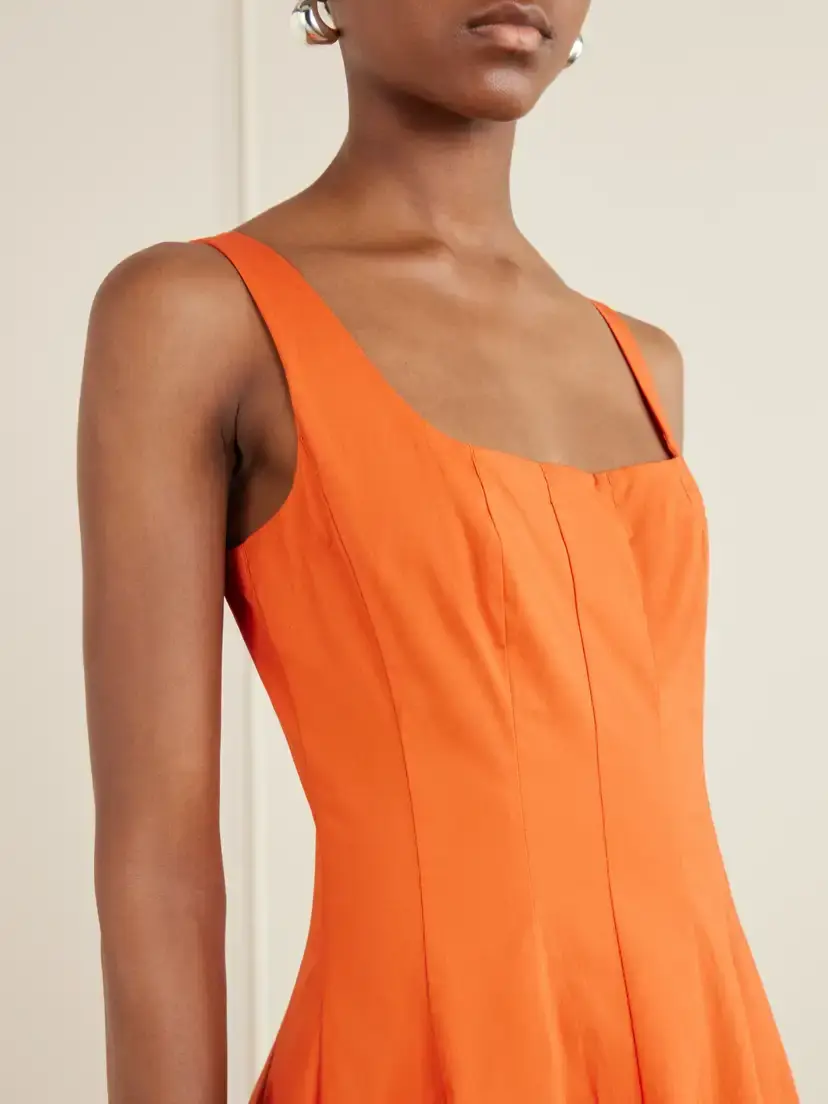 Staud Wells Pleated Cotton-blend Poplin Midi Dress | Thumbnail 4 Staud Wells Pleated Cotton-blend Poplin Midi Dress | Thumbnail 4