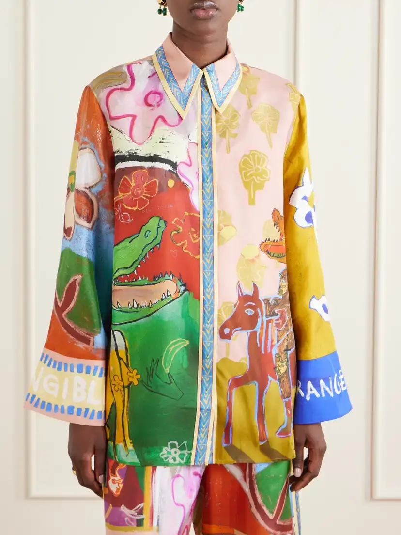 ALÉMAIS Mlak Printed Silk-twill Shirt | Thumbnail 3