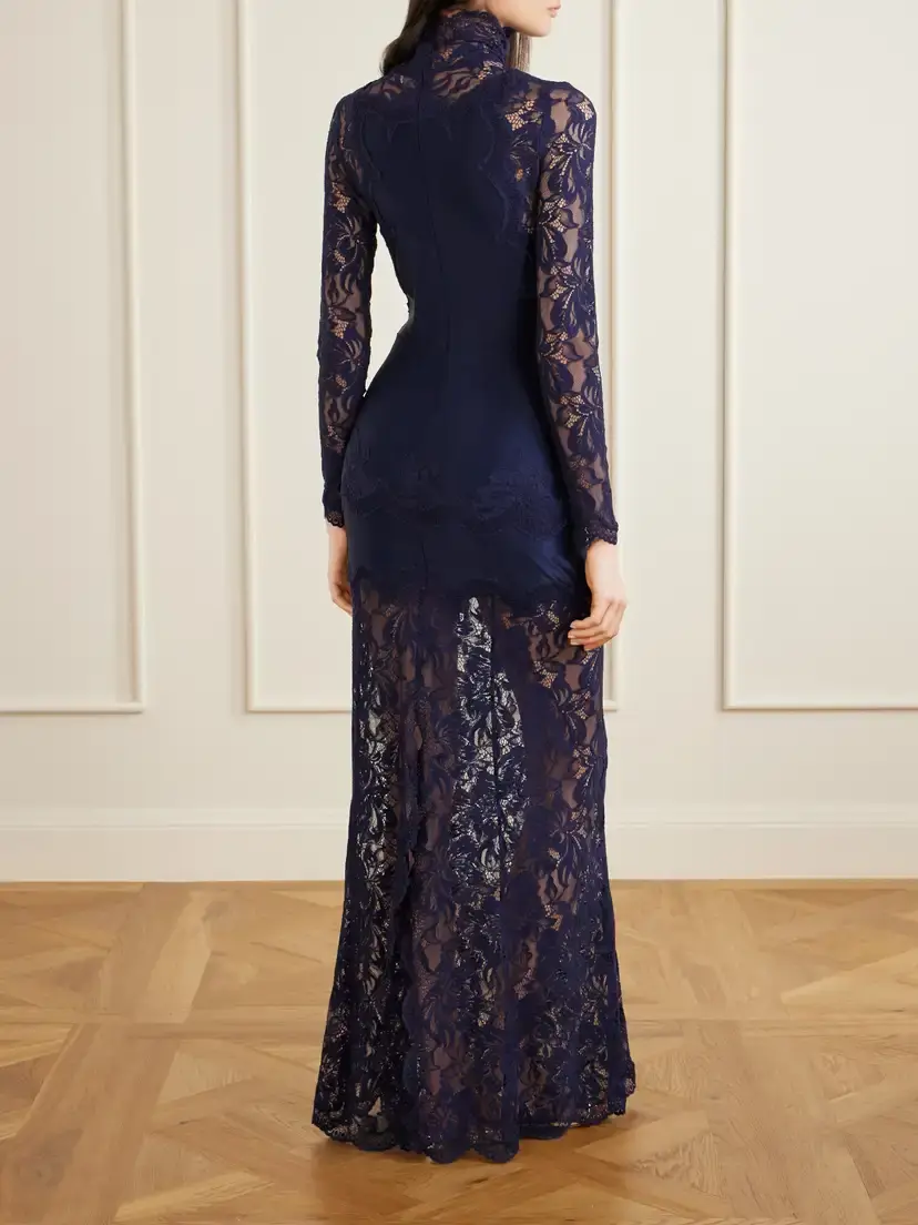 Rabanne Lace-trimmed Jersey Maxi Dress | Thumbnail 3 Rabanne Lace-trimmed Jersey Maxi Dress | Thumbnail 3
