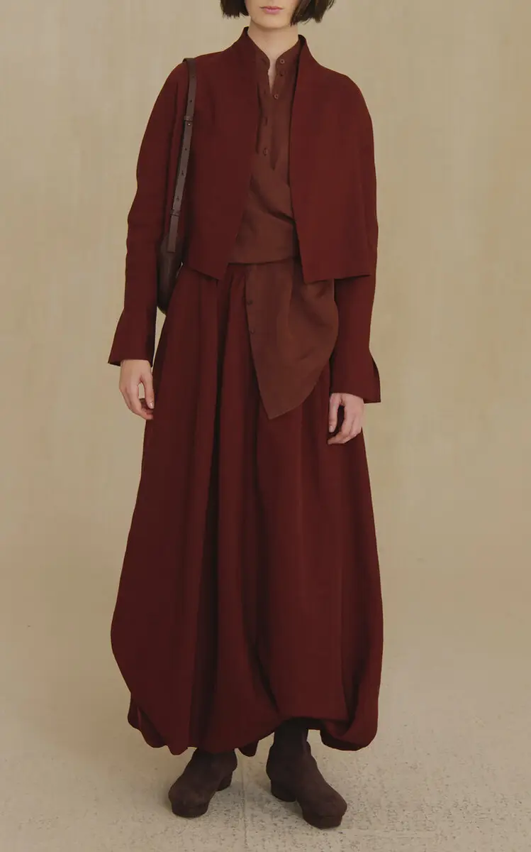Cortana Margot Linen-Wool Maxi Skirt