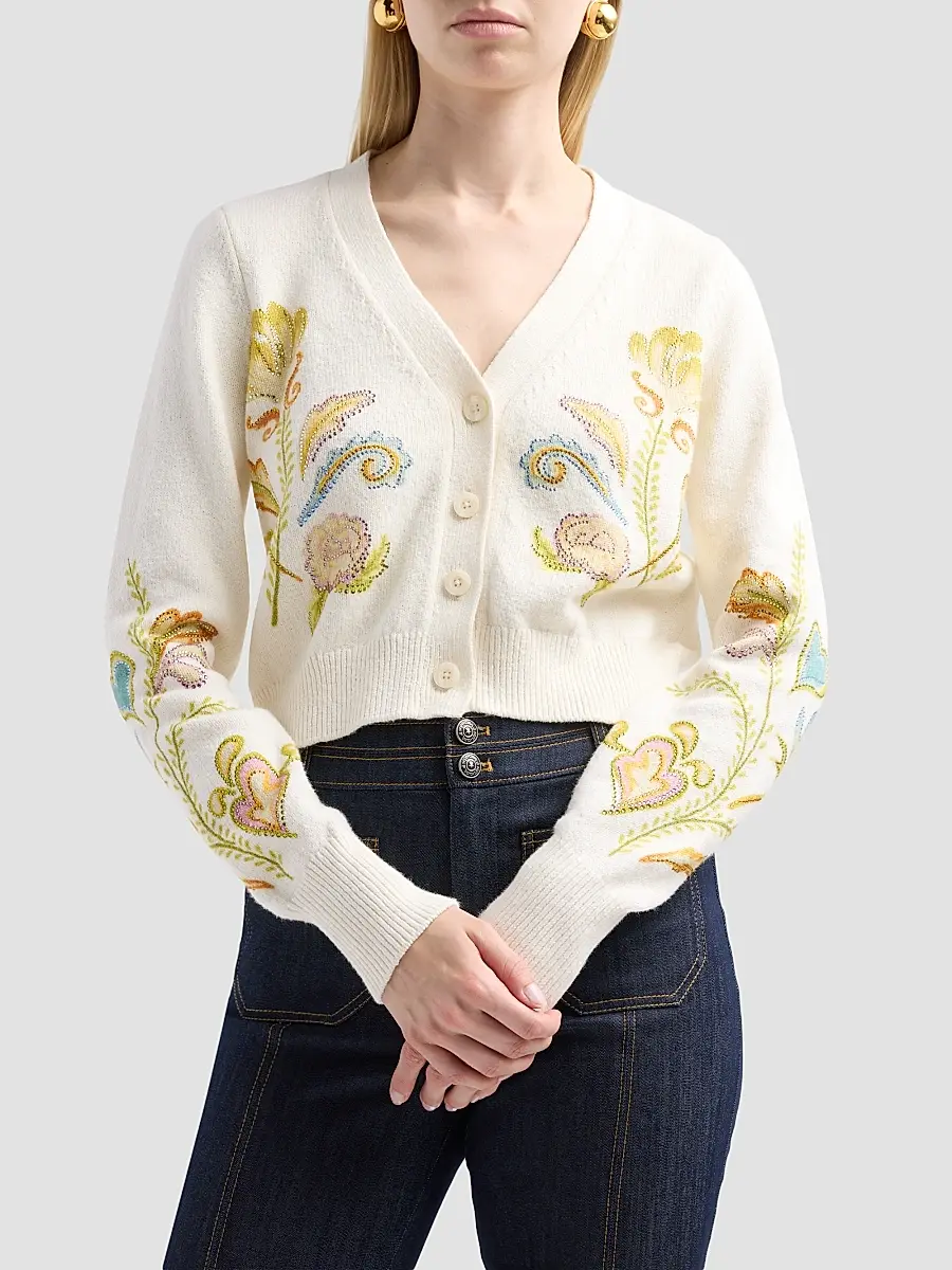 Cinq à Sept Women's Nikko Cotton Heirloom Cardigan | Thumbnail 5 Cinq à Sept Women's Nikko Cotton Heirloom Cardigan | Thumbnail 5