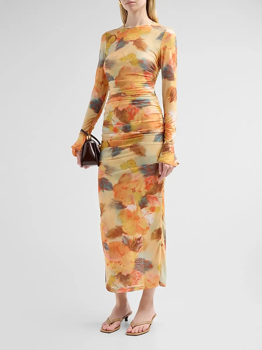 Cinq à Sept Women's Neriah Watercolor Floral Midi-Dress | Thumbnail 4 Cinq à Sept Women's Neriah Watercolor Floral Midi-Dress | Thumbnail 4