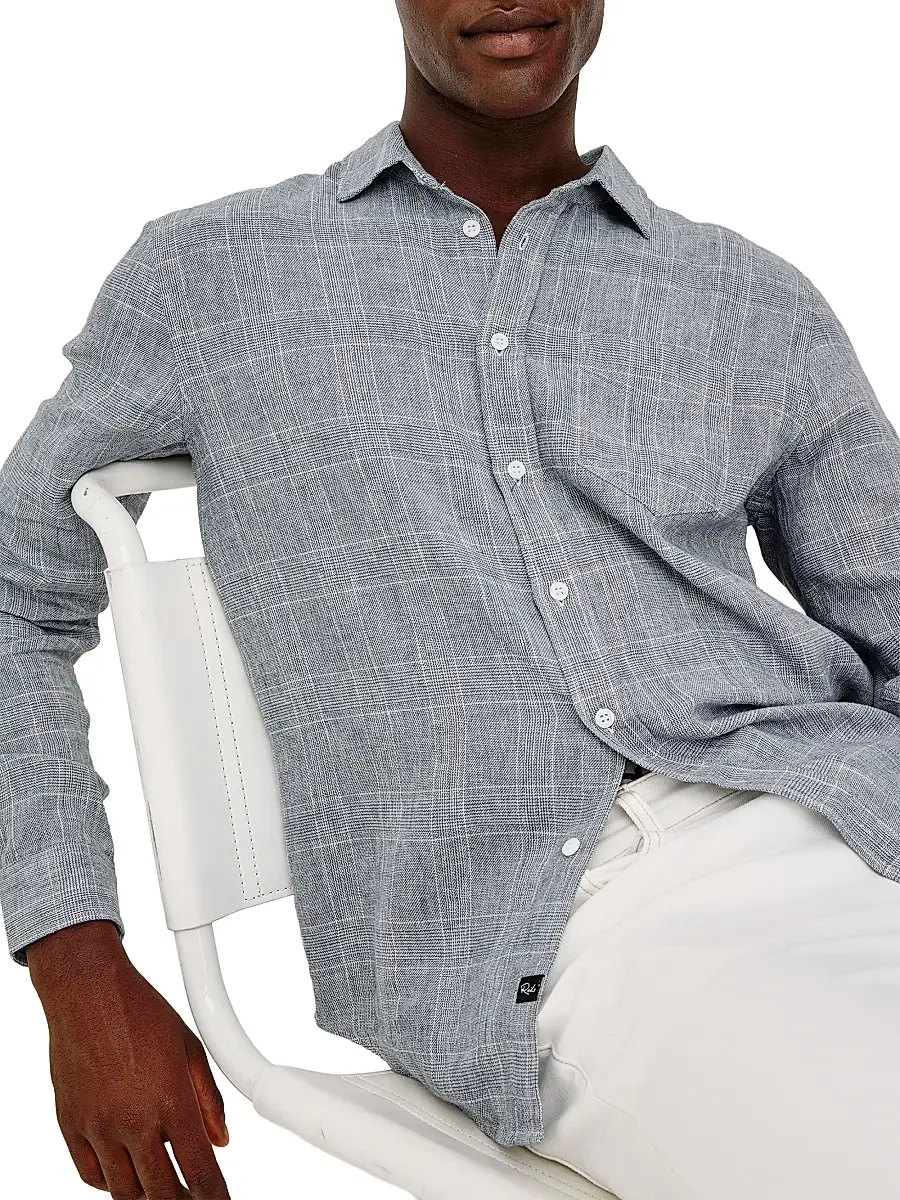 RAILS Men's Gracy Plaid Linen-Cotton Shirt | Thumbnail 6 RAILS Men's Gracy Plaid Linen-Cotton Shirt | Thumbnail 6