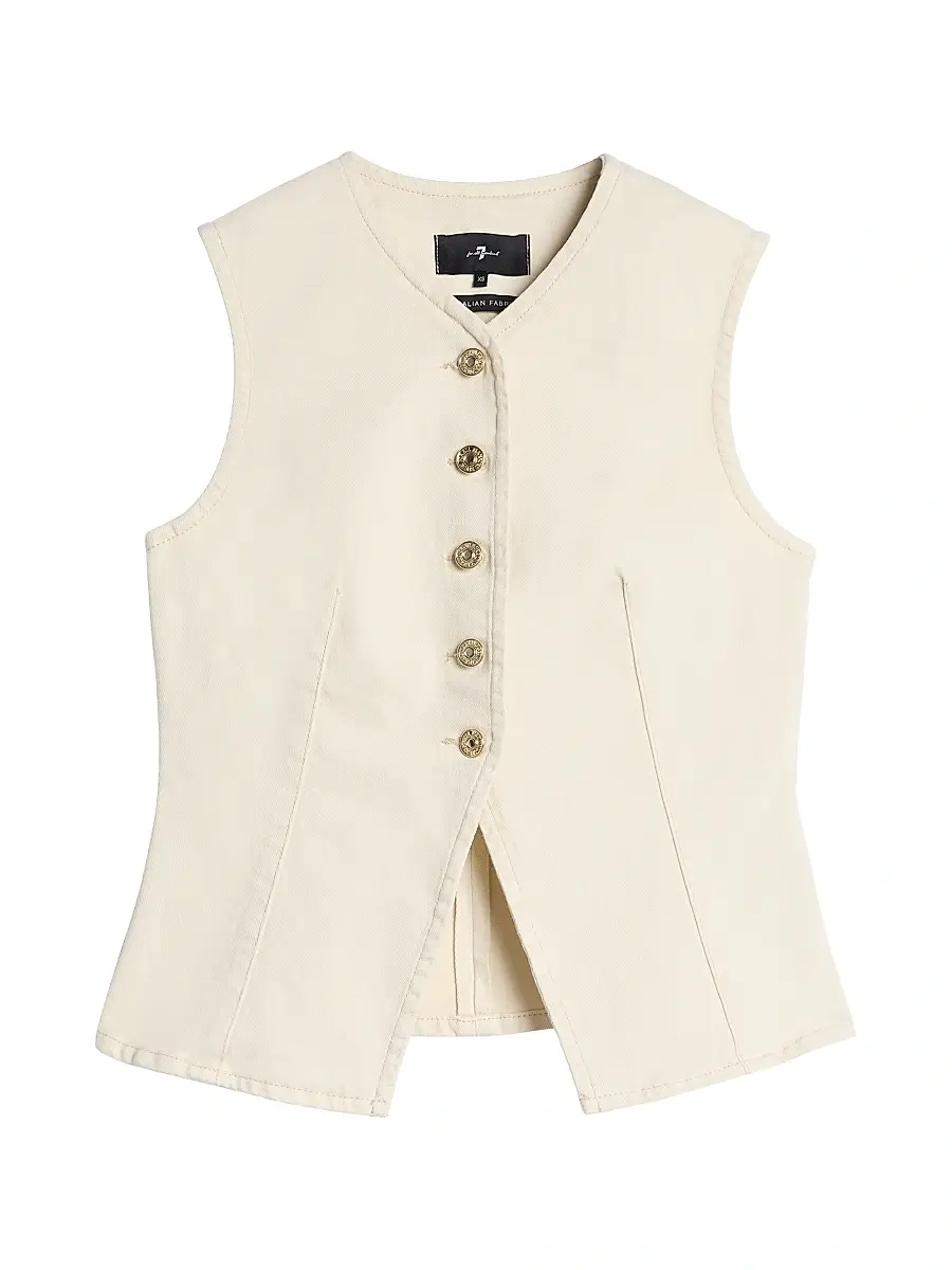7 For All Mankind Women's Denim Vest - Moondust - Size XXS | Image 1 7 For All Mankind Women's Denim Vest - Moondust - Size XXS | Image 1