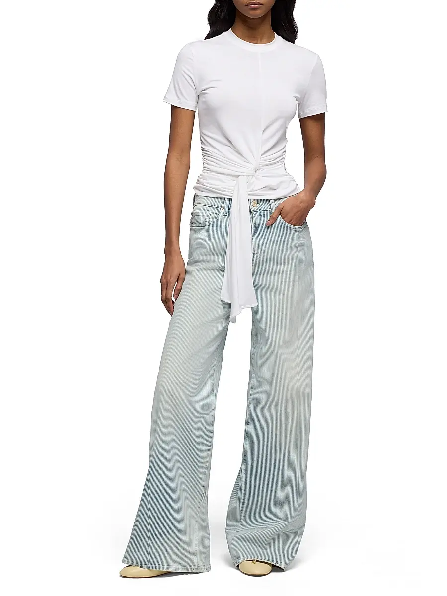 7 For All Mankind Women's Lotta Pinstripe Mid-Rise Wide-Leg Jeans | Thumbnail 2