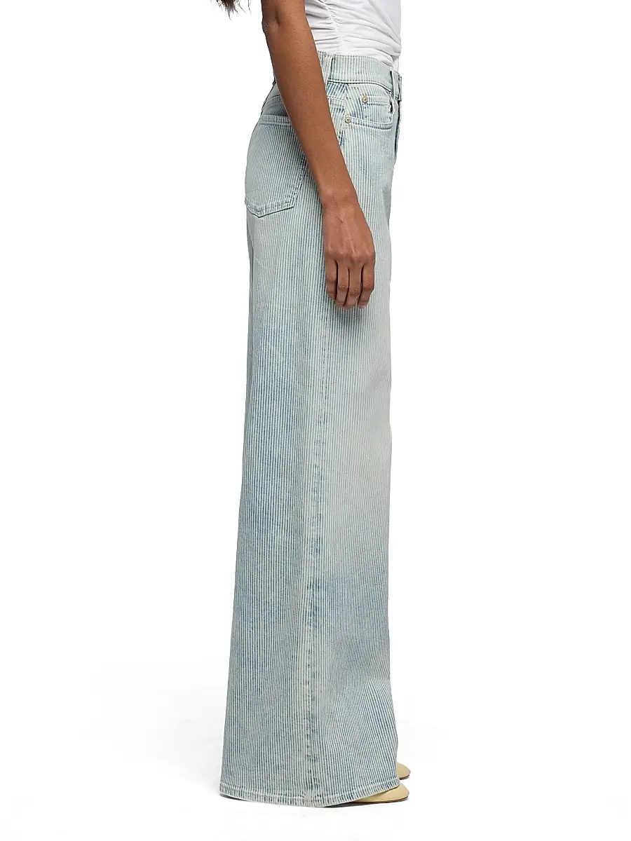 7 For All Mankind Women's Lotta Pinstripe Mid-Rise Wide-Leg Jeans | Thumbnail 4