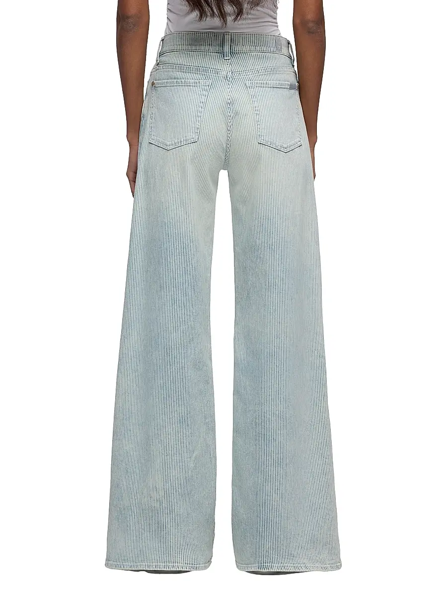 7 For All Mankind Women's Lotta Pinstripe Mid-Rise Wide-Leg Jeans | Thumbnail 5