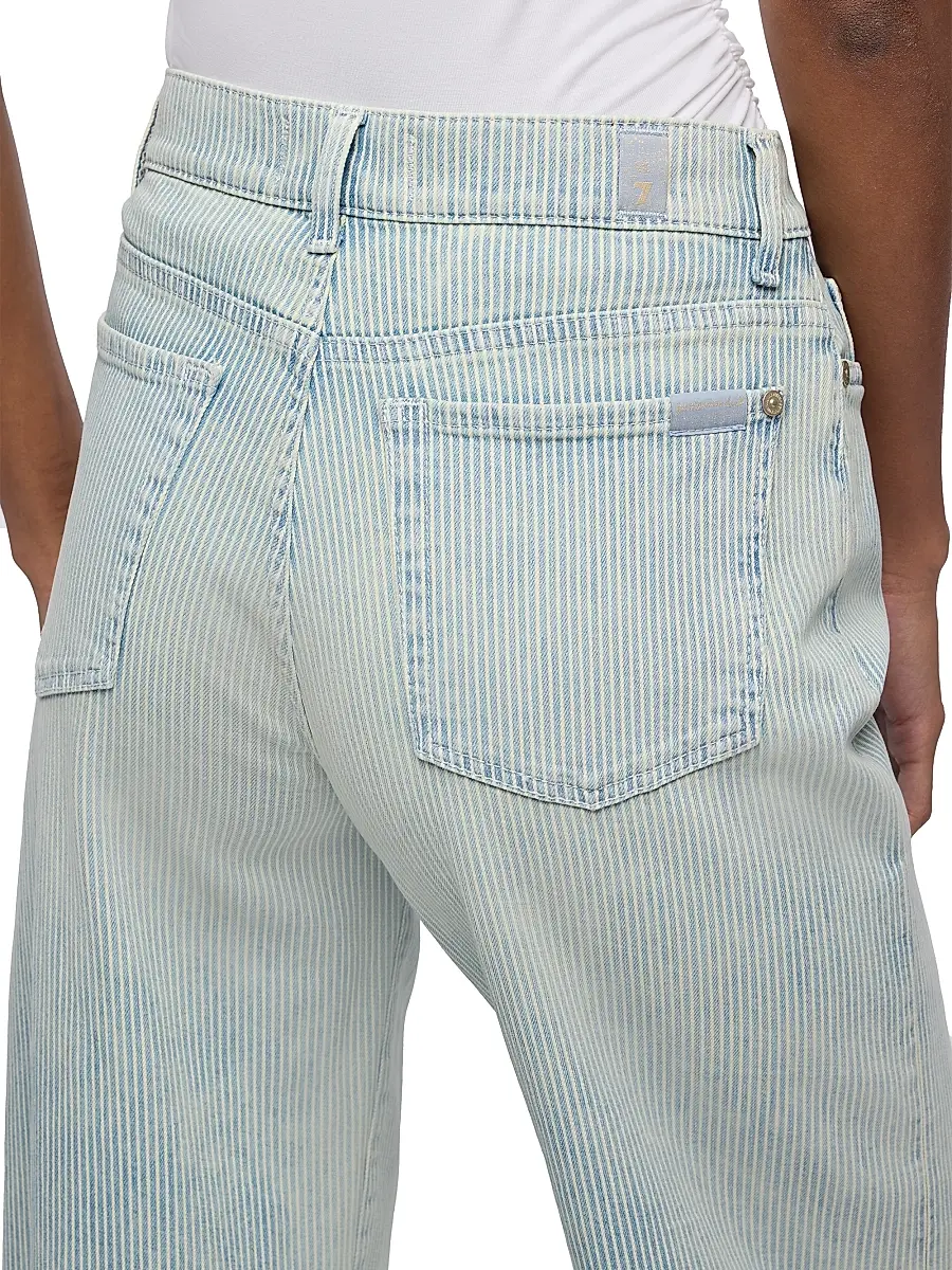 7 For All Mankind Women's Lotta Pinstripe Mid-Rise Wide-Leg Jeans | Thumbnail 6
