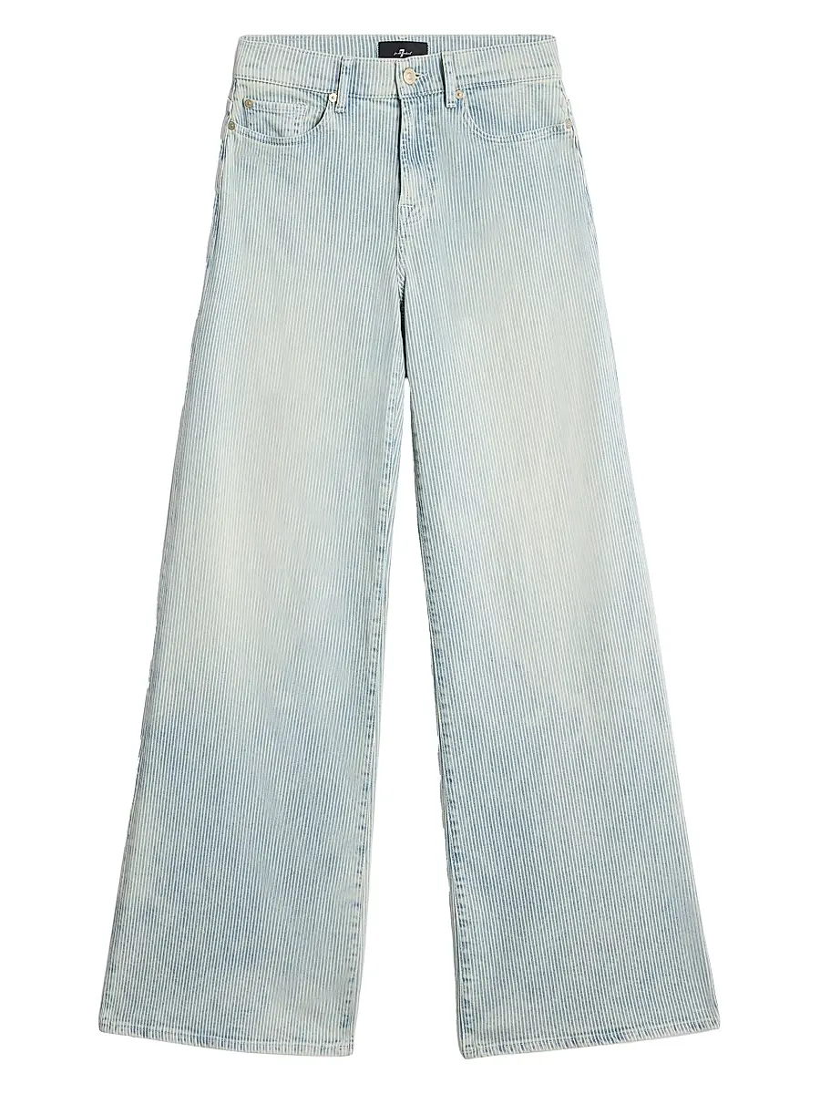 7 For All Mankind Women's Lotta Pinstripe Mid-Rise Wide-Leg Jeans | Image 1 7 For All Mankind Women's Lotta Pinstripe Mid-Rise Wide-Leg Jeans | Image 1