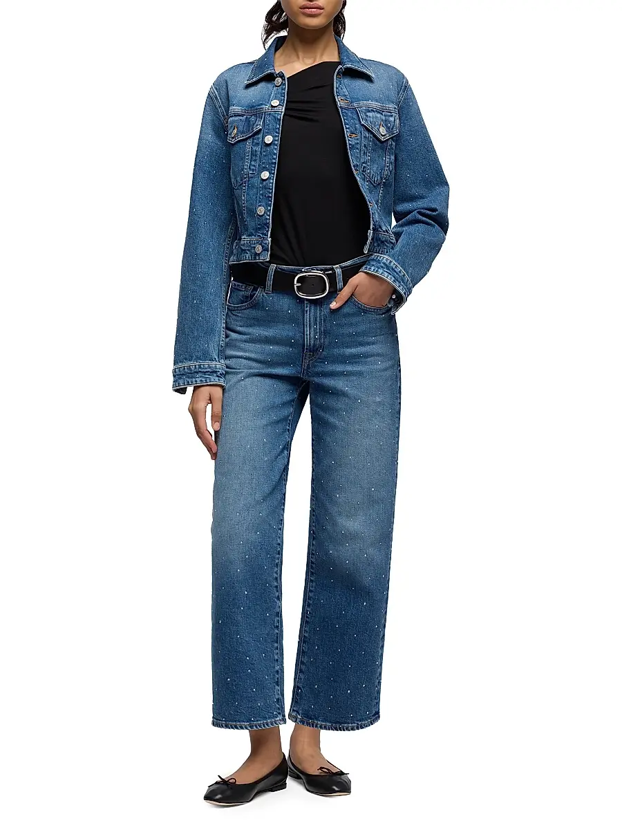 7 For All Mankind Women's Stovepipe Embellished Wide-Leg Jeans | Thumbnail 2 7 For All Mankind Women's Stovepipe Embellished Wide-Leg Jeans | Thumbnail 2