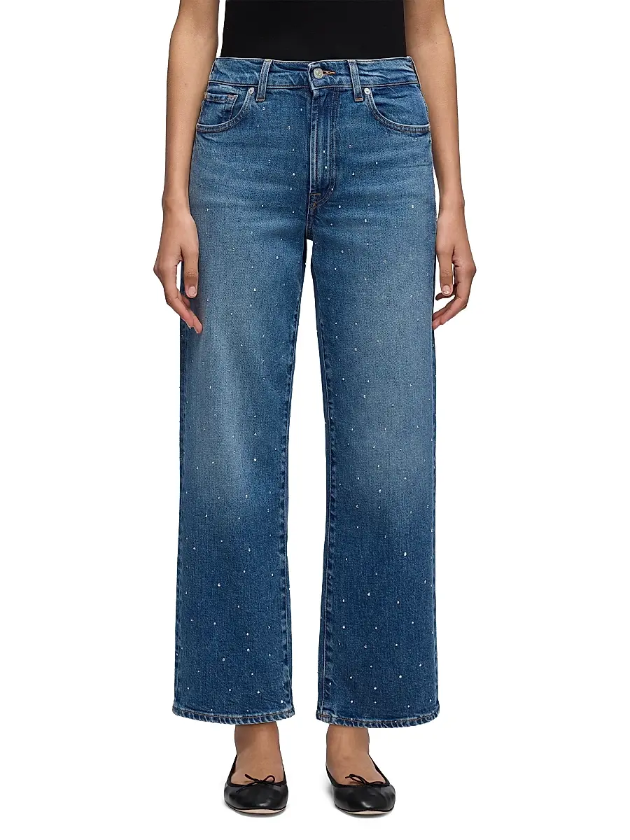 7 For All Mankind Women's Stovepipe Embellished Wide-Leg Jeans | Thumbnail 3 7 For All Mankind Women's Stovepipe Embellished Wide-Leg Jeans | Thumbnail 3