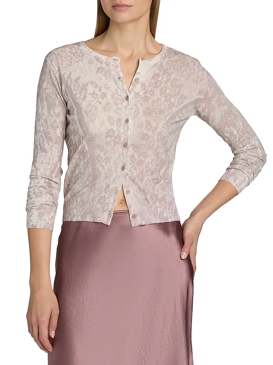 Vince Women's Floral Cotton-Blend Cardigan | Thumbnail 3 Vince Women's Floral Cotton-Blend Cardigan | Thumbnail 3